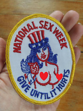 Vintage 70s Biker Patch ~ National Sex Week Give Until It Hurts ~ Uncle Sam RARE picture