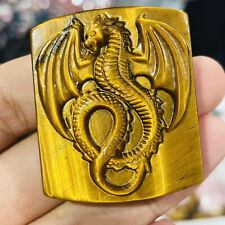 A+Natural Tiger's Eye Quartz Hand carved Dragon Crystal Reiki healing Reiki 1PC picture