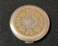 Vintage Majestic Made in USA MCM Compact Silver Gold Tone Etched Mirror & Puff picture