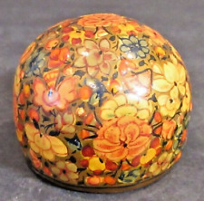 VINTAGE Floral Pattern Lacquer Paperweight - Hand Painted In Kashmir India picture