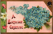 Vintage Postcard 1910's A Happy Birthday Greetings Flowers Dated 1910 picture