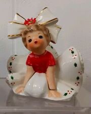 Vtg 1963 Inarco Big Bow Poinsettia Christmas Dress Bloomer Girl Figurine E-1265 picture