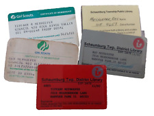 4 vintage MEMBERSHIP cards - GIRL SCOUTS & LIBRARY picture