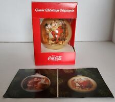 1979 Corning Glass Christmas Ornament Ball Coca Cola Coke Santa Desk Deer W Box picture