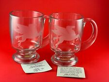 Mobil Gas Oil Glass Beer Mugs Hal Reed Pegasus Advertising Pair Father's Day picture
