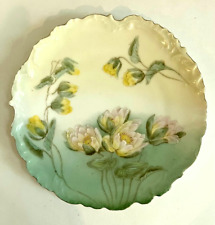Antique Porcelain Hand-Painted Water Lilies Floral Cabinet Plate Bavaria picture
