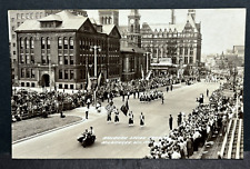 Postcard RPPC American Legion Parade Milwaukee Wisconsin Motorcycle w/side car picture