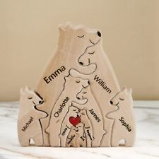Personalized family puzzle with wooden bear, personalized name, home decoration picture