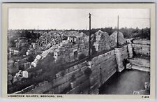 Bedford Indiana~Limestone Quarry~1940s Silver Border Postcard picture