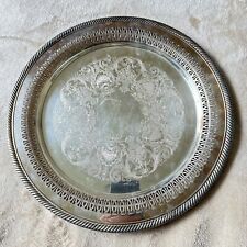 Vintage Wm. Rogers Silver plate 12” Round Tray W/ Patina picture
