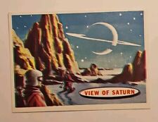 1958 Topps Space Cards Target Moon #83 VIEW OF SATURN, Back: Salmon Color  picture