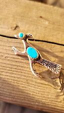 Vintage Native American/SW Sterling Silver Roadrunner Pin w Turquoise picture