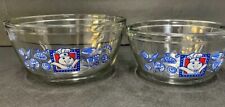 2 Pillsbury Doughboy Poppin Fresh Anchor Hocking Glass Mixing Bowls Vintage 1994 picture