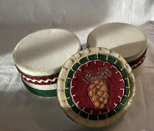 Native American Homemade  Shaker Box PineCone Felt Covered  4 1/2 X 2  1/2. picture