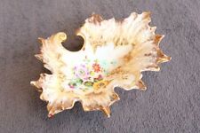 Wild Dish colorful old leaf floral motif deocarted marked 826 UNUSUAL gift  XH picture