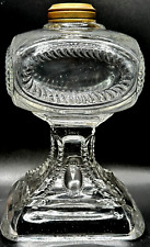 Antique FEATHERED CARTOUCHE Kerosene Oil Stand Lamp Optic Glass THURO 1-236 picture