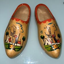 Vintage Pair Holland Carved Wooden Dutch Clogs 11