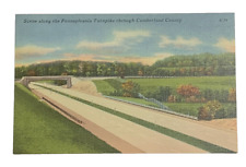 Scene Along The Pennsylvania Turnpike Through Cumberland County Postcard Linen picture