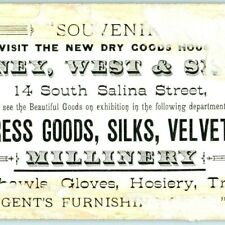 c1880s Syracuse NY Barney West Smith Souvenir Engraved Trade Card Bookmark C40 picture