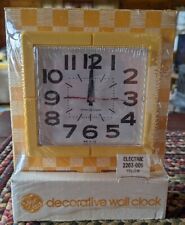 Vintage 1970s GE Simple White Square Electric Wall Clock Plastic -Made in USA picture