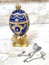 SApphire Faberge Eggs Imperial Royal Faberge Egg Trinket Box  Diamond Jewelry picture
