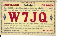 QSL 1935 Portland Oregon    radio card picture