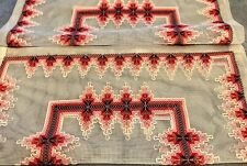 Two Vintage Huck Weave Embroidered Hankies Napkins Tablecloth Placemat Hungarian picture