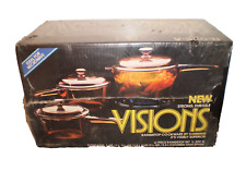 Vintage 1984 Corning Ware Rangetop Visions 6 pc Glass Covered Saucepan V-300-N picture