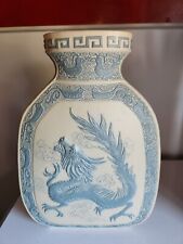 Vintage BLUE/CREAM Chinese 3-D DRAGON Vase  MADE IN HONG KONG EXCELLENT COND. picture