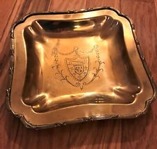 Vintage MCM Andrea by Sadek Etched Brass Plate Square Caddy 8 1/2 Inches Border picture