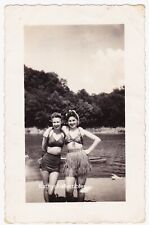 Vintage 1943 Photo Beautiful Young Women in 2-Piece Bathing Suits on Beach picture