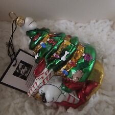 Joy to the World Collectibles Hand Blown GLASS PAWS Xmas Ornament.  NEW IN BOX. picture
