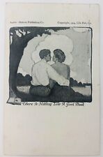 Vtg Greetings Postcard There is Nothing Like A Good Book Romance Man Woman 1905 picture