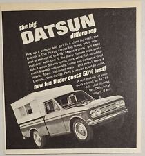 1968 Print Ad Datsun 1/2 Ton Pickup Truck with Camper Costs 50% Less picture