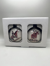 2 Montana Lifestyles Ceramic Reflections 2 Side Cowboy Horse Western Ornaments picture