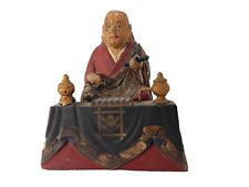 Antique Asian Chinese?Japanese? c 1800's wood seating figure of a monk picture