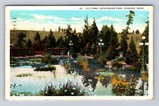 Spokane WA-Washington, Lily Pond, Natatorium Park, Vintage c1935 Postcard picture