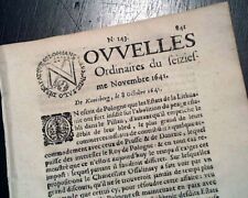Rare 17th Century EARLIEST OF NEWSPAPERS 1641 Paris FRANCE French Old Periodical picture