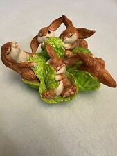 Bunnies In Cabbage Leaves 1998 Enesco Parastone Resin  picture