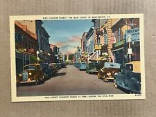 Postcard Winchester VA Virginia Loudon Street Main St Shopping Old Cars Vintage picture