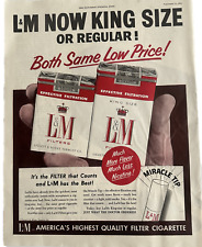Vintage 1954 L&M Print Ad Regular King Size Highest Quality Filterered Cigarette picture
