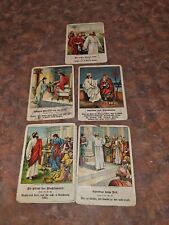 5 Antique 1899German BIBLE PICTURE CARDS  Sunday School picture