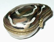 LIMOGES BOX - OYSTER SHELL & GOLD PEARL - SEASHELL - SEA SHELL - BEACH - OCEAN picture