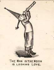 1870's-80's Man In The Moon Telescope Chinese Man Oddball Victorian Card F110 picture