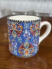 HANDMADE Turkish Pottery coffee Cup MUG Multicolor Ceramic FLORAL RAISED DETAILS picture