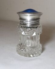 antique Birmingham blue guilloche enameling sterling silver perfume scent bottle picture