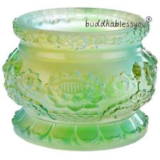  9cm Buddha Glass Incense Burner Lotus Household Censer Buddhist Temple Supplies picture