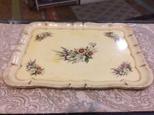 Vintage Antique Italian Tole  Tray Floral Serving Vanity Tray 14” picture