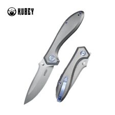 Kubey Ruckus Folding Knife Gray Titanium Handle 20CV Drop Point Plain KU314Q picture