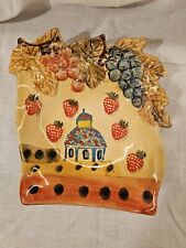 Vintage Italy Hand Painted Candy Trinket Dish Strawberry Grapes picture
